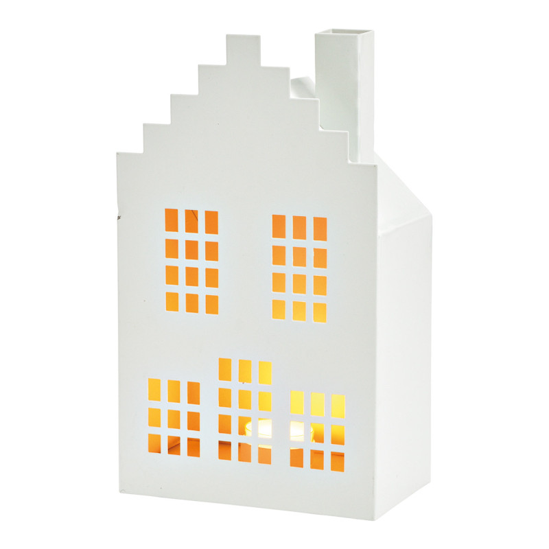 Photophore moderne Maison Hauteur 25 cm Métal Blanc Gamir - 1