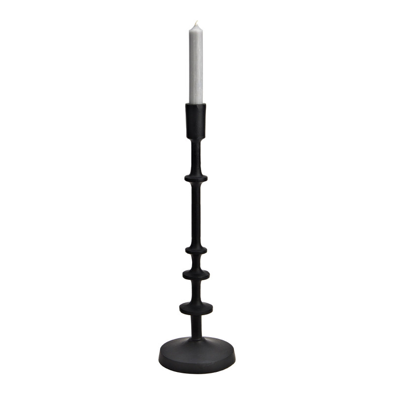 Grand Bougeoir moderne Japandi Hauteur 42 cm Métal Noir Merol - 1