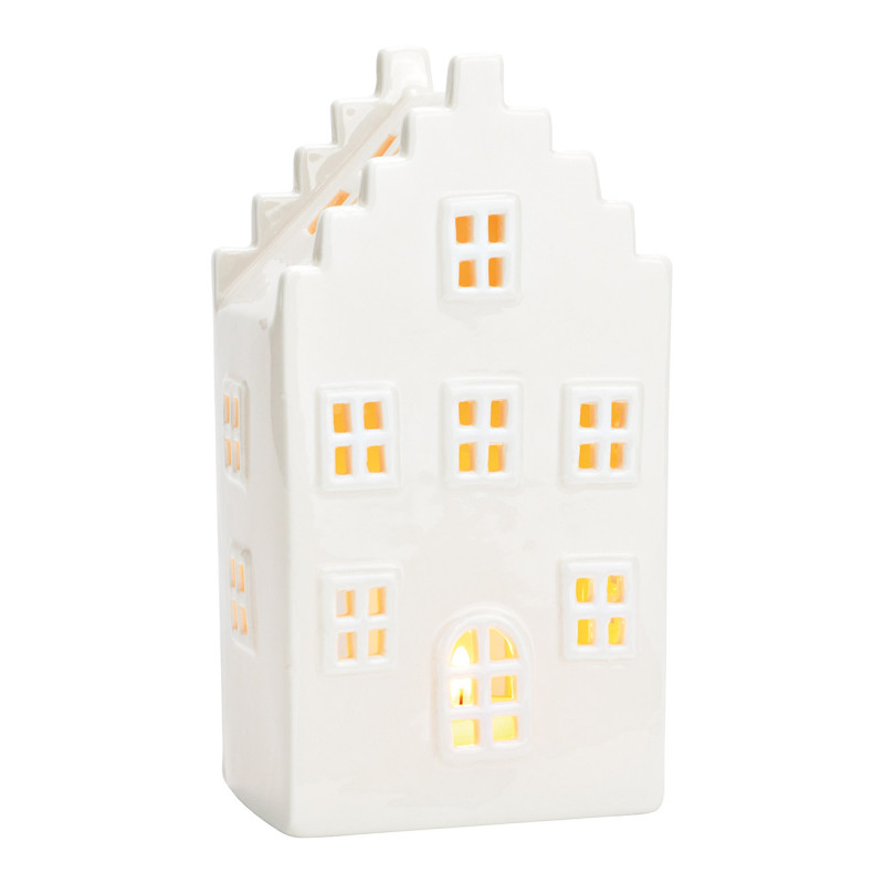 Photophore moderne Maison Hauteur 20 cm Céramique Blanc Neran - 1