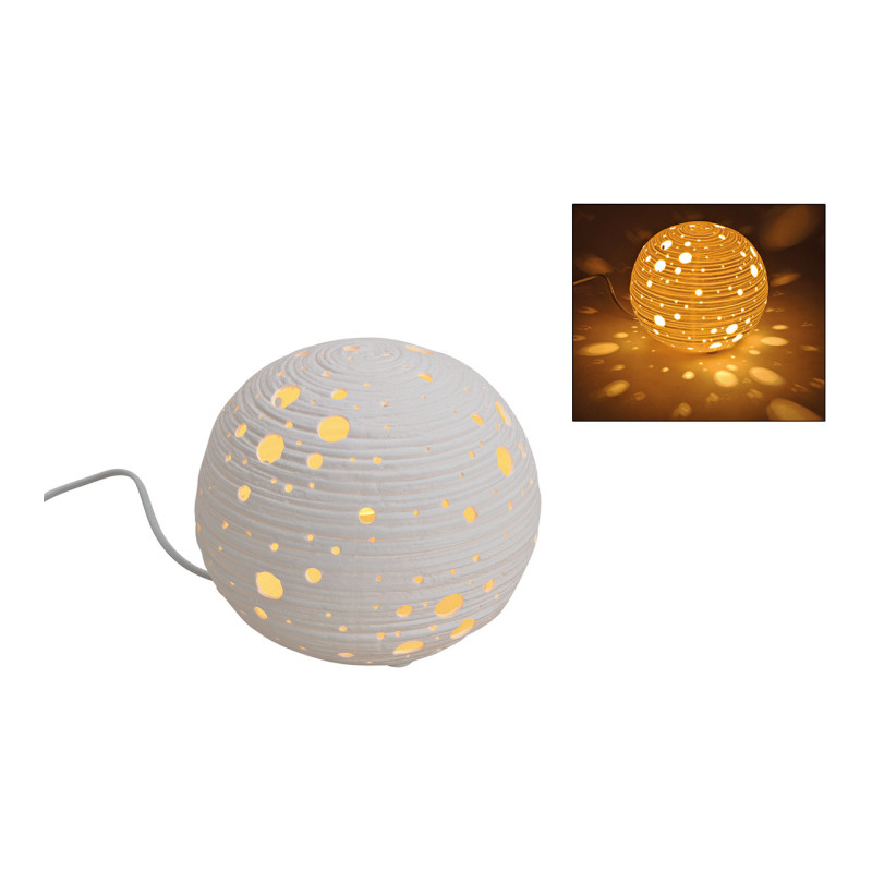 Lampe à poser ajourée Boule 21 cm Porcelaine Blanc Kugel - 1
