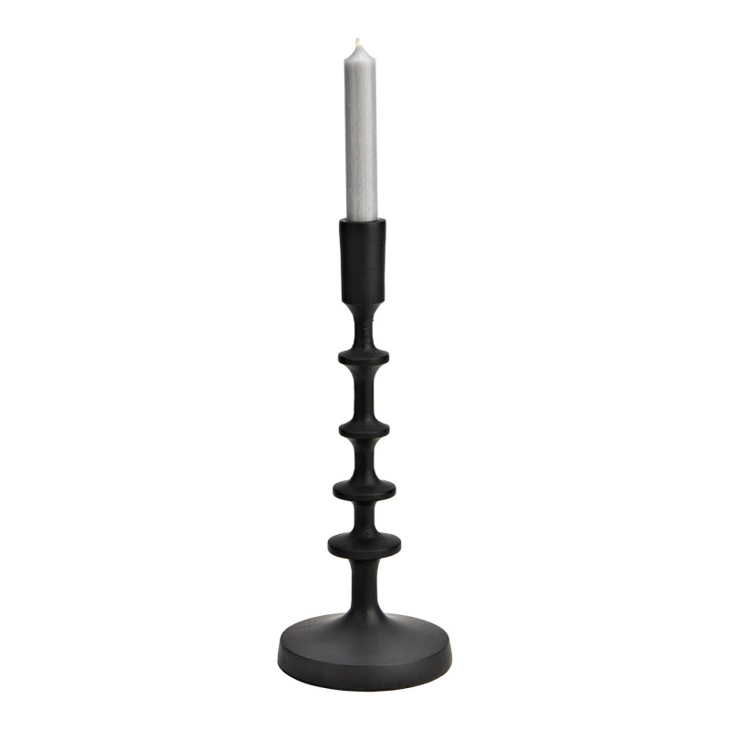 Grand Bougeoir moderne Japandi Hauteur 32 cm Métal Noir Merol - 1