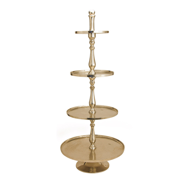 Présentoir 4 étages moderne chic Rond Hauteur 130 cm Métal Doré Fynar - 1