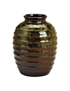 Vase rustique chic Ovale Hauteur 24 cm Céramique Marron Vert Ziran - 1