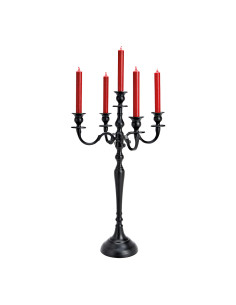 Grand Chandelier baroque chic 5 branches Hauteur 62 cm Métal Noir Dayom - 1