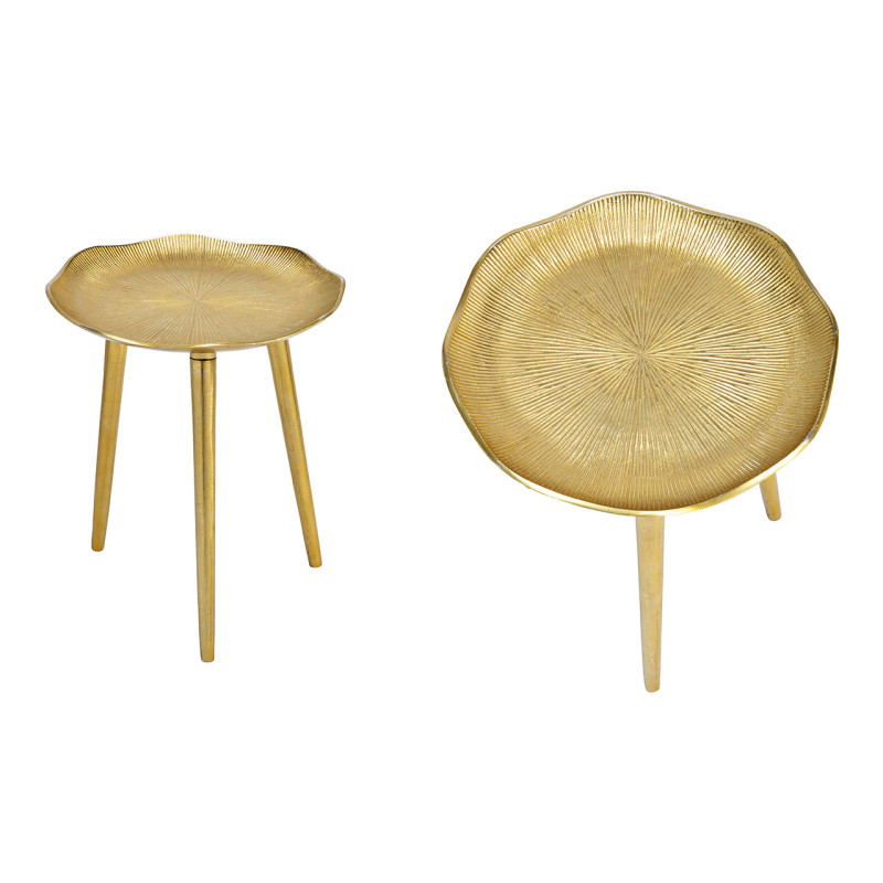 Table d'appoint moderne Organique 35 cm Métal Doré Xeyon - 1