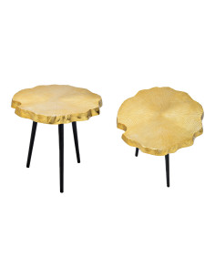 Table d'appoint moderne Organique 49 cm Métal Doré Noir Jaion - 1