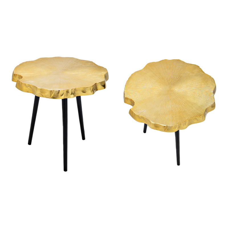 Table d'appoint moderne Organique 49 cm Métal Doré Noir Jaion - 1