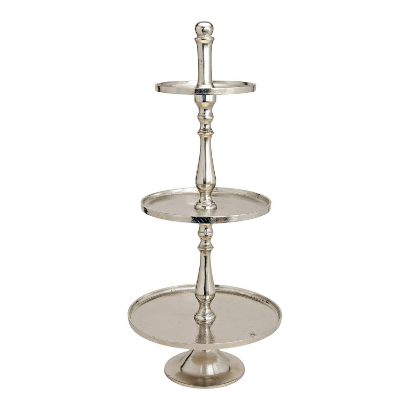 Présentoir 3 étages moderne chic Rond Hauteur 97 cm Métal Argenté Tirsa - 1