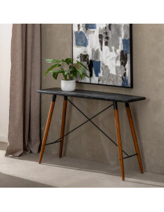 Console Rectangulaire en Bois de Xylosma Noir Naturel Métal Noir Oslo - 2