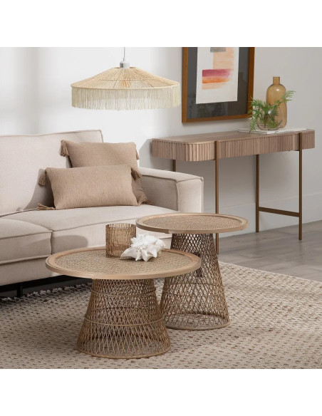 Table basse Ronde en Rotin Naturel Métal Rattan - 2