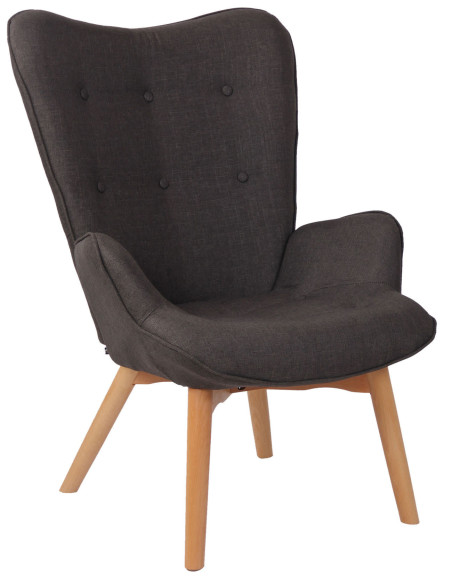 Fauteuil chesterfield moderne capitonné Tissu Gris foncé Bois Naturel Ziven - 1
