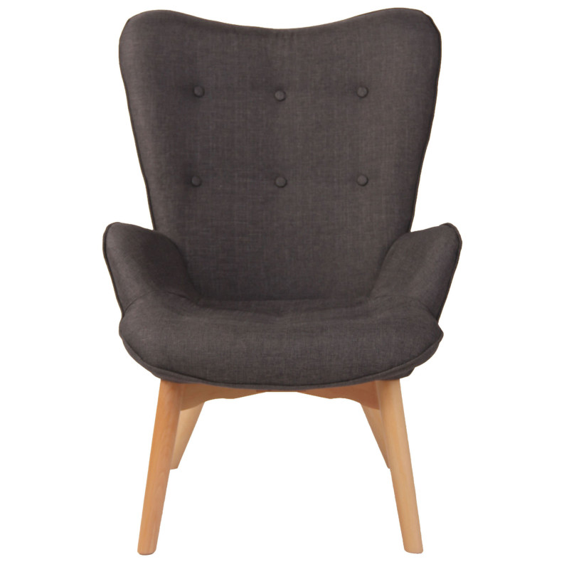 Fauteuil chesterfield moderne capitonné Tissu Gris foncé Bois Naturel Ziven - 2