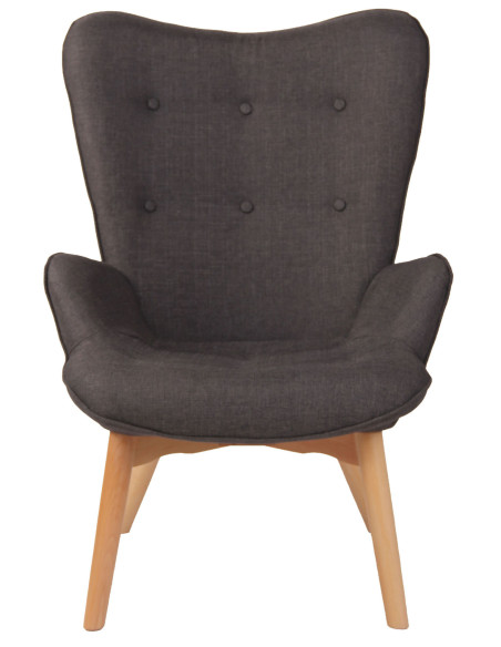 Fauteuil chesterfield moderne capitonné Tissu Gris foncé Bois Naturel Ziven - 2
