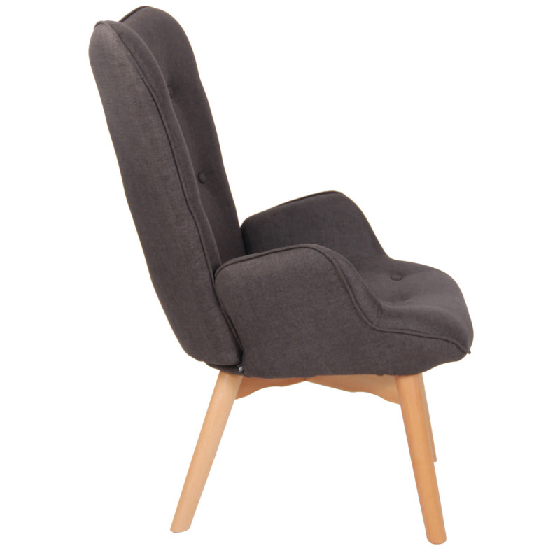 Fauteuil chesterfield moderne capitonné Tissu Gris foncé Bois Naturel Ziven - 3