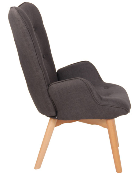 Fauteuil chesterfield moderne capitonné Tissu Gris foncé Bois Naturel Ziven - 3