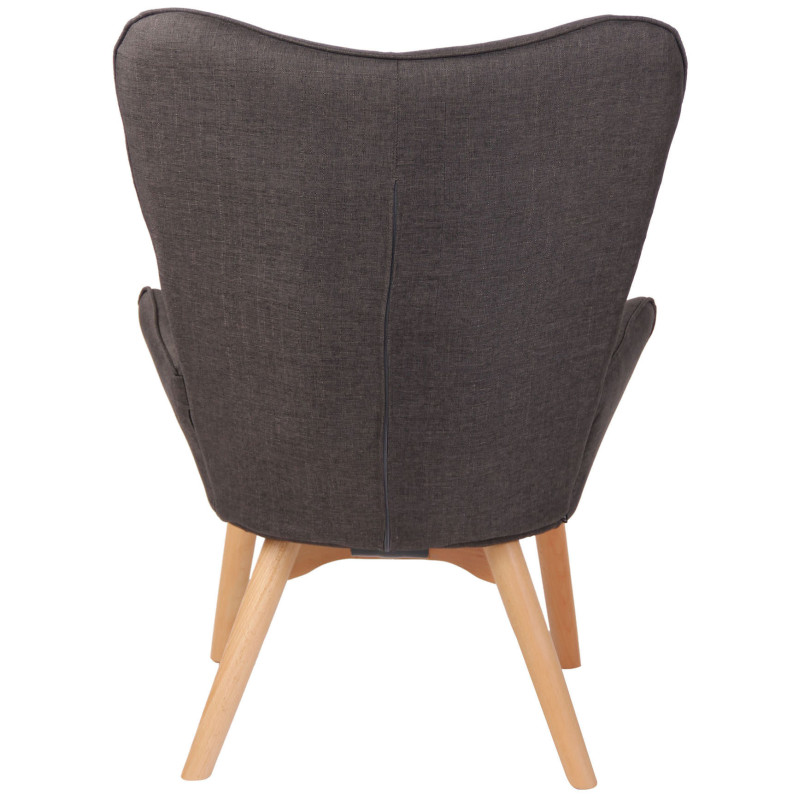 Fauteuil chesterfield moderne capitonné Tissu Gris foncé Bois Naturel Ziven - 4