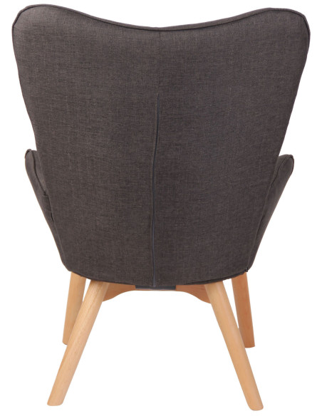 Fauteuil chesterfield moderne capitonné Tissu Gris foncé Bois Naturel Ziven - 4