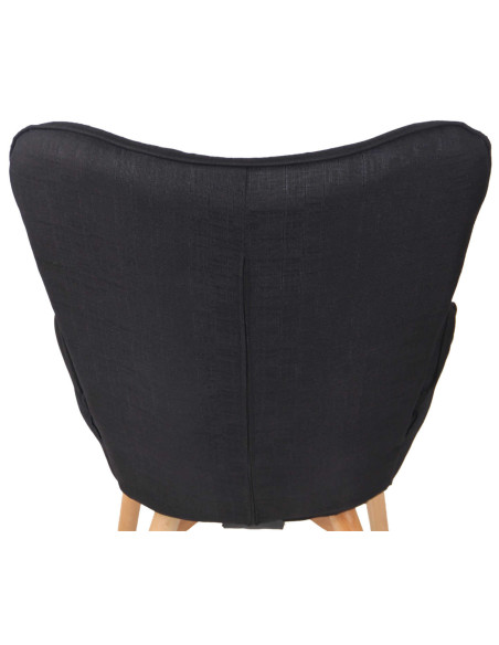 Fauteuil chesterfield moderne capitonné Tissu Noir Bois Naturel Ziven - 4