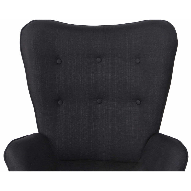 Fauteuil chesterfield moderne capitonné Tissu Noir Bois Naturel Ziven - 5