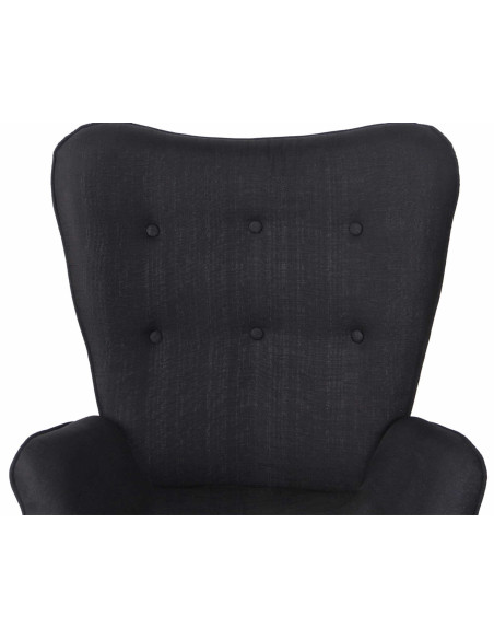 Fauteuil chesterfield moderne capitonné Tissu Noir Bois Naturel Ziven - 5