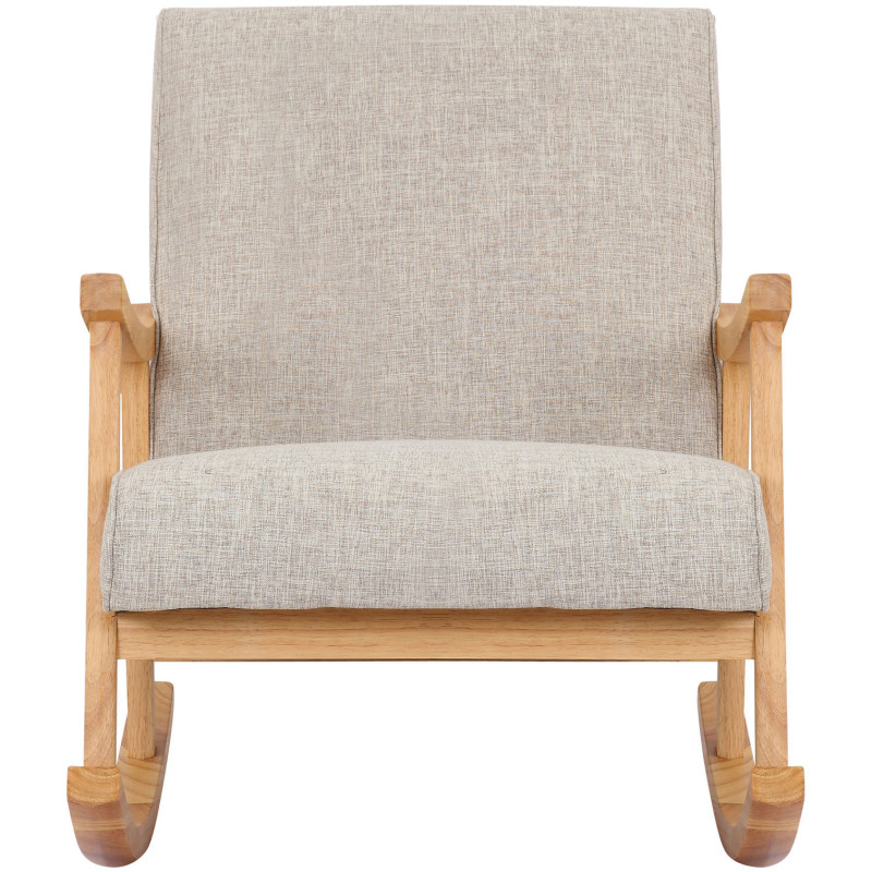Fauteuil à bascule japandi Tissu Blanc crème Bois Naturel Zerin - 2