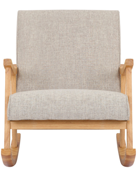 Fauteuil à bascule japandi Tissu Blanc crème Bois Naturel Zerin - 2