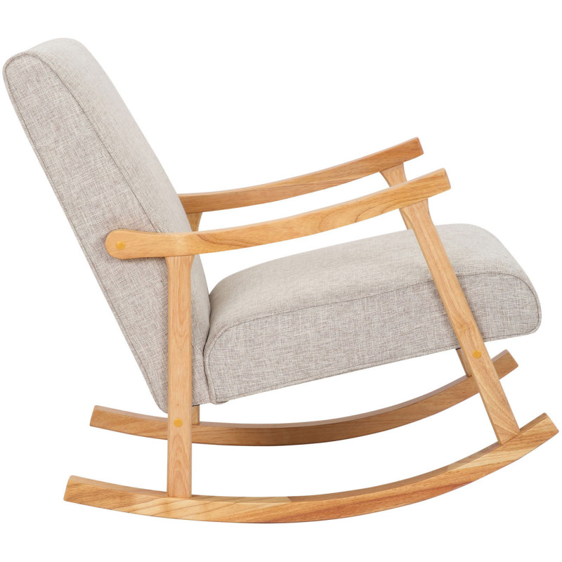 Fauteuil à bascule japandi Tissu Blanc crème Bois Naturel Zerin - 3