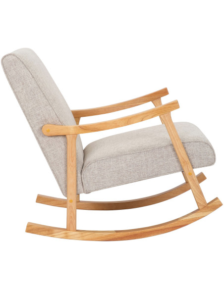 Fauteuil à bascule japandi Tissu Blanc crème Bois Naturel Zerin - 3