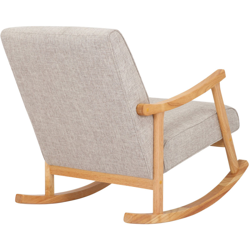 Fauteuil à bascule japandi Tissu Blanc crème Bois Naturel Zerin - 4