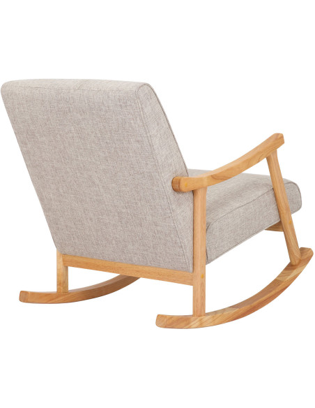 Fauteuil à bascule japandi Tissu Blanc crème Bois Naturel Zerin - 4