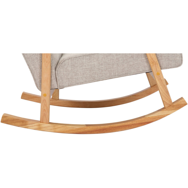 Fauteuil à bascule japandi Tissu Blanc crème Bois Naturel Zerin - 5