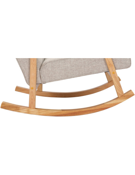 Fauteuil à bascule japandi Tissu Blanc crème Bois Naturel Zerin - 5