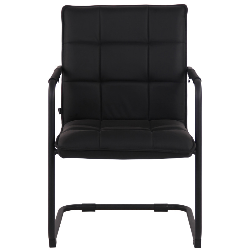 Fauteuil de table vintage industriel Cuir véritable Noir Matelassé Métal Noir Wayen  - 2