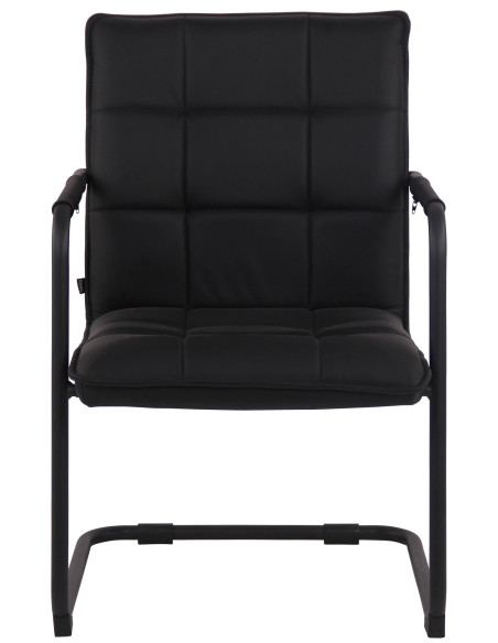 Fauteuil de table vintage industriel Cuir véritable Noir Matelassé Métal Noir Wayen  - 2