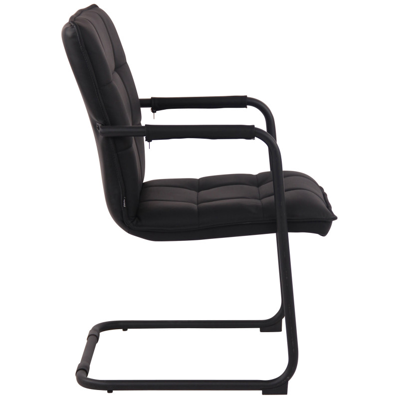 Fauteuil de table vintage industriel Cuir véritable Noir Matelassé Métal Noir Wayen  - 3