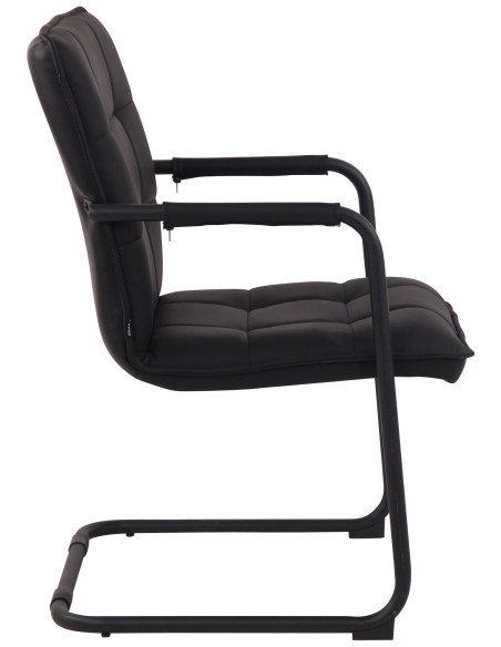 Fauteuil de table vintage industriel Cuir véritable Noir Matelassé Métal Noir Wayen  - 3