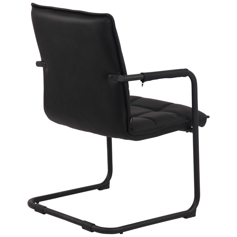 Fauteuil de table vintage industriel Cuir véritable Noir Matelassé Métal Noir Wayen  - 4