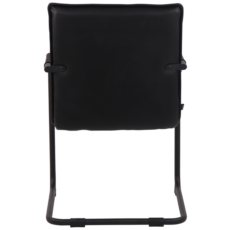 Fauteuil de table vintage industriel Cuir véritable Noir Matelassé Métal Noir Wayen  - 5