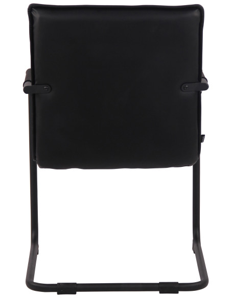 Fauteuil de table vintage industriel Cuir véritable Noir Matelassé Métal Noir Wayen  - 5