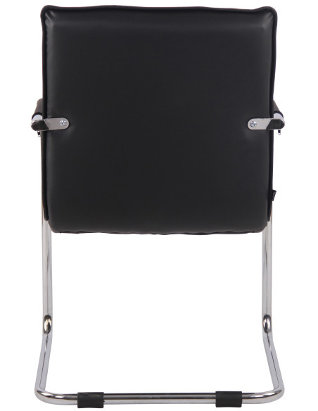 Fauteuil de table vintage industriel Cuir véritable Noir Matelassé Métal Argenté Chromé Wayen  - 5