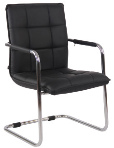 Fauteuil de table vintage industriel Polyuréthane Noir Matelassé Métal Argenté Chromé Wayen - 1