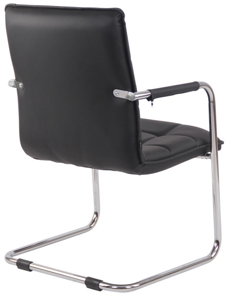 Fauteuil de table vintage industriel Polyuréthane Noir Matelassé Métal Argenté Chromé Wayen - 3