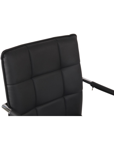 Fauteuil de table vintage industriel Polyuréthane Noir Matelassé Métal Argenté Chromé Wayen - 5