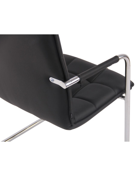 Fauteuil de table vintage industriel Polyuréthane Noir Matelassé Métal Argenté Chromé Wayen - 7