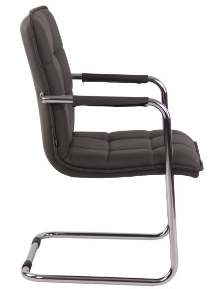 Fauteuil de table vintage industriel Polyuréthane Gris Matelassé Métal Argenté Chromé Wayen - 2