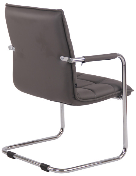 Fauteuil de table vintage industriel Polyuréthane Gris Matelassé Métal Argenté Chromé Wayen - 3