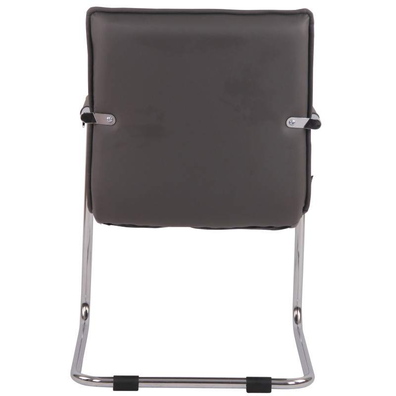 Fauteuil de table vintage industriel Polyuréthane Gris Matelassé Métal Argenté Chromé Wayen - 4