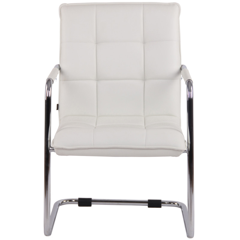 Fauteuil de table vintage industriel Polyuréthane Blanc Matelassé Métal Argenté Chromé Wayen - 2