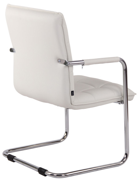 Fauteuil de table vintage industriel Polyuréthane Blanc Matelassé Métal Argenté Chromé Wayen - 4