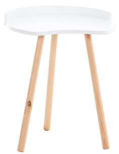 Table d'appoint moderne scandinave Organique Bois MDF Blanc Bois de hêtre Naturel Karil - 1
